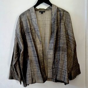 Eileen Fisher Silk blend sheer Kimono sheer jacket silver Medium